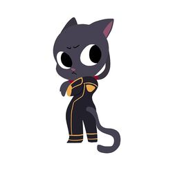  1:1 ambiguous_gender anthro ass black_eyes braided_hair chibi clothing domestic_cat felid feline felis glue_studios hair looking_back mammal melanistic pantherine rimba_racer sifu_tofu solo tamira_(rimba_racer) uniform 