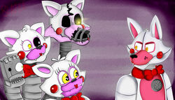  2016 7:4 absurd_res aggablaze angry animatronic annoyed anthro bow_tie canid canine cheek_spots colored digital_media_(artwork) exposed_endoskeleton eyelashes fangs female five_nights_at_freddy&#039;s five_nights_at_freddy&#039;s_2 five_nights_at_freddy&#039;s_4 five_nights_at_freddy&#039;s_world fox funtime_foxy_(fnaf) funtime_foxy_(fnafsl) glowing glowing_eyes hair hi_res lips machine male mammal mangle_(fnaf) missing_eye nightmare_mangle_(fnaf) red_bow_tie robot scottgames simple_background sister_location stare teeth white_body white_hair yellow_eyes 