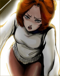  female female gradient gradient_background gundam kycilia_zabi mobile_suit_gundam sakata3 solo sweater 