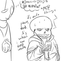  1:1 alternate_universe animated_skeleton bone cellphone character_cipher dialogue duo earbuds electronics gaster headphones keno9988 monochrome not_furry phone sans_(underfell) skeleton text undead underfell undertale undertale_(series) wingdings_text 