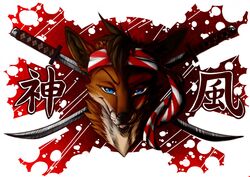  anthro canid canine fox fujiokaaika icon japanese_text kamikaze_(fujiokaaika) mammal sassy solo text 