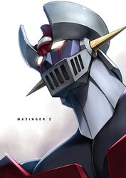  character_name commentary copyright_name glowing glowing_eyes halcon highres mazinger_(series) mazinger_z mazinger_z_(mecha) mecha no_humans pilder portrait robot spikes super_robot white_background 