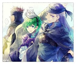  bad_id bad_link bad_twitter_id bird blue_eyes blush book boots cape feh_(fire_emblem_heroes) female fire_emblem fire_emblem:_the_blazing_blade fire_emblem_heroes gloves green_hair hairband jaffar_(fire_emblem) kro legault_(fire_emblem) looking_at_viewer nino_(fire_emblem) open_mouth pegasus_knight_uniform_(fire_emblem) purple_hairband red_hair short_hair skirt smile 