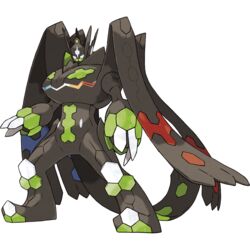  bad_link claws dragon full_body glowing glowing_mouth hexagon highres monster multiple_wings no_humans official_art pokemon pokemon_(creature) tail transparent_background wings zygarde zygarde_(complete) 