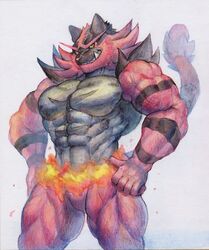  abs absurd_res anthro biceps felid fur generation_7_pokemon hi_res incineroar male mammal muscular muscular_anthro muscular_male nintendo pecs pokemon pokemon_(species) red_body red_fur solo veiny_arms veiny_legs yukihoshiak 