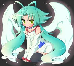  ahoge duel_monster effect_veiler green_eyes green_hair long_hair thighhighs utubo25 wings yu-gi-oh! yuu-gi-ou_duel_monsters 