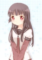  bad_id bad_pixiv_id black_hair female hinaka_8910 long_hair matsumoto_rise nanamori_school_uniform red_eyes school_uniform serafuku solo yuru_yuri 