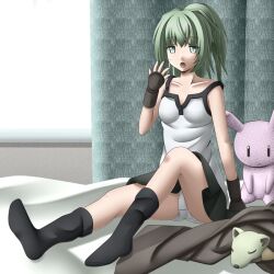  bad_id bad_pixiv_id bed blush boots collarbone curtains duel_monster female fingerless_gloves gloves green_eyes green_hair komimiyako on_bed open_mouth panties petit_dragon ponytail short_ponytail sidelocks sitting skirt solo stuffed_animal stuffed_fox stuffed_rabbit stuffed_toy underwear white_panties window wynn_(yu-gi-oh!) wynn_the_wind_charmer yawning yu-gi-oh! 