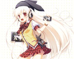  blonde_hair hat headphones long_hair nimura_yuushi original seifuku skirt 