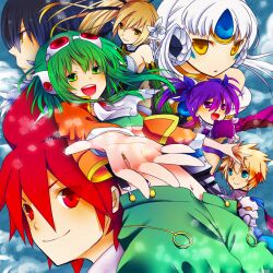  3boys 4girls aisha_landar blade_master_(elsword) chung_seiker code:_empress_(elsword) commentary_request crossover deadly_chaser_(elsword) elsword elsword_(character) eve_(elsword) freedom725 gumi gumi_(v3_megpoid) hair_flaps lord_knight_(elsword) multiple_boys multiple_girls raven_cronwell rena_erindel vocaloid void_princess_(elsword) wind_sneaker_(elsword) 