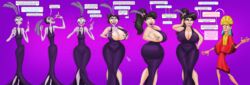  1boy 1girls age_regression aged_down bimbo bimbofication breast_expansion breasts butt clothing disney disney_villains dress emperor female huge_breasts kronk kuzco latino male peruvian_male saturnxart simple_background the_emperor&#039;s_new_groove transformation yzma 