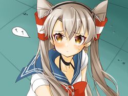  ? ?? amatsukaze_(kancolle) bishoujo_senshi_sailor_moon bishoujo_senshi_sailor_moon_s blue_sailor_collar blush bow bowtie closed_mouth cocoperino collarbone commentary_request cosplay crescent crescent_earrings derivative_work earrings female frown grey_hair hair_between_eyes hair_tubes innertube jewelry kantai_collection long_hair meme red_bow red_bowtie sailor_collar sailor_moon sailor_moon_(cosplay) sailor_moon_redraw_challenge_(meme) sailor_senshi_uniform screenshot_redraw simple_background solo sweat swim_ring two_side_up upper_body yellow_eyes 