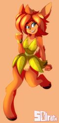  absurd_res activision anthro elora faun_(spyro) female grass_skirt hi_res hooves leaf_clothing leaf_dress looking_at_viewer open_mouth open_smile smile solo solratic spyro_reignited_trilogy spyro_the_dragon 