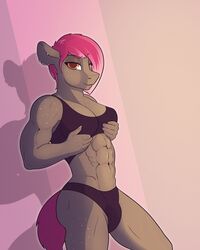  4:5 absurd_res anthro black_clothing black_underwear clothed clothing cocaine_(artist) conditional_dnp equid equine gynomorph hasbro hi_res intersex mammal muscular muscular_gynomorph muscular_intersex my_little_pony solo underwear 