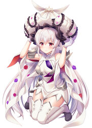  breasts cosplay dragon_girl dragon_horns dress fate/grand_order fate_(series) female frilled_hat frills gloves grey_hair hat highres horns kiyohime_(fate) kiyohime_(third_ascension)_(fate) large_breasts large_hat long_hair marie_antoinette_(fate) marie_antoinette_(fate)_(cosplay) marie_antoinette_(third_ascension)_(fate) marie_antoinette_(third_ascension)_(fate)_(cosplay) multiple_horns red_eyes short_dress sleeveless sleeveless_dress solo suzumia_(daydream) taneda_risa thighhighs very_long_hair voice_actor_connection white_dress white_gloves white_hat white_thighhighs 