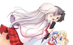  august bekkankou daitoshokan_no_hitsujikai kissing long_hair mochizuki_maho seifuku suzuki_kana takigawa_aoi transparent 