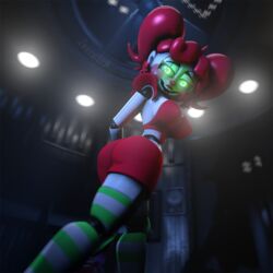  3d animatronic ass ass_focus baby_(fnafsl) big_ass big_breasts big_butt breast_focus breasts circus_baby circus_baby_(fnaf) cleavage clothing clown clown_nose curly_hair elevator fan female female_only five_nights_at_freddy&#039;s five_nights_at_freddy&#039;s:_sister_location glowing glowing_eyes green_eyes hand_behind_back hourglass_figure kneesocks large_ass large_breasts large_hair lips looking_at_viewer ponytail puffy_hair red_clothing red_hair red_lips red_lipstick red_nose robot shirt shorts sideboob smile smiling so87baby socks source_filmmaker stockings summer_of_87_baby voluptuous white_body white_skin zentaisfm 