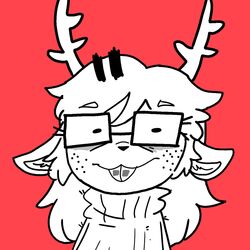  1:1 animal_humanoid clothing coat deer deer_humanoid eyewear female glasses hi_res horn horned_humanoid humanoid icon mammal mammal_humanoid red_background renita_reed renita_reed_(character) simple_background solo topwear wearing_glasses 