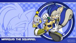  absurd_res anthro armor blue_body blue_fur chao_(sonic) duo fan_character fur grey_hair hair headgear helmet hi_res male mammal marquis_the_squirrel rodent sciurid sega shadowlifeman sonic_the_hedgehog_(series) tinkering tools tree_squirrel 