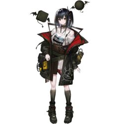  arknights bare_shoulders belt black_belt black_choker black_footwear black_hair black_jacket black_socks boots choker closure_(arknights) female full_body hair_between_eyes halterneck heibaise_jiangshi jacket kneehighs lambda_(arknights) long_hair long_sleeves looking_at_viewer off-shoulder_shirt off_shoulder official_art one_side_up open_clothes open_jacket pointy_ears red_eyes shirt smile socks solo standing t-shirt tachi-e transparent_background white_shirt 