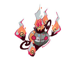  absurdres alternate_color chandelure commentary_request fire full_body highres kamonabe_(kamonabeekon) looking_at_viewer no_humans painting_(medium) pokemon pokemon_(creature) red_eyes shiny_pokemon simple_background solo traditional_media watercolor_(medium) white_background 