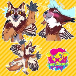  1:1 avian bird canid canine canis cawbaret fandom fur hybrid mammal owl sticker wolf 