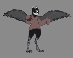  8bitboy animal_humanoid avian avian_humanoid bodily_fluids claws clothing drooling european_mythology eyeless greek_mythology harpy harpy_humanoid humanoid male mythological_avian mythological_creature mythology saliva smile solo toe_claws wings 