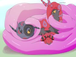  4:3 ambiguous_gender feral generation_5_pokemon group hi_res hyper hyper_tongue long_tongue lying_on_tongue nintendo pokemon pokemon_(species) scolipede sevi_blaze tongue tongue_wrap venipede whirlipede 