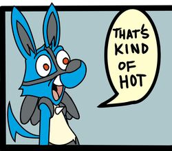  ambiguous_gender anthro biped black_outline blue_background blue_body canid canine digital_media_(artwork) fur generation_4_pokemon half-length_portrait humor icon lol_comments lucario mammal meme neoarcadianx nintendo open_mouth outline parody pokemon pokemon_(species) portrait reaction_image simple_background smile solo text that&#039;s_kind_of_hot 