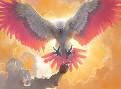  accipitrid accipitriform avian backlighting beak bird duo eagle feet feral flying front_view hasbro humanoid light lighting magic:_the_gathering official_art sidharth_chaturvedi solo_focus spread_wings talons toes wings wizards_of_the_coast 