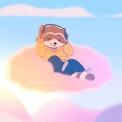  1:1 2023 animated anthro chillhop chillhop_raccoon closed_eyes clothed clothing cloud digital_media_(artwork) electronics fully_clothed fur headphones hoodie icon letodoesart light male mammal multicolored_body multicolored_fur official_art on_cloud outside peaceful procyonid raccoon short_playtime sitting sitting_on_cloud sky skyscape smile solo sunlight topwear two_tone_body two_tone_fur yellow_clothing yellow_hoodie yellow_topwear 