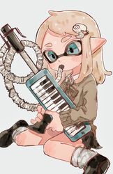  aqua_eyes bad_id bad_twitter_id black_footwear black_shirt blonde_hair collar female goo_tuber_(splatoon) green_ribbons grey_sweater_vest hair_ornament hairclip head_tilt highres inkling inkling_girl inkling_player_character instrument keyboard_(instrument) long_hair long_sleeves loose_socks m_legs melodica neck_ribbon on_floor pink_ribbon plum0o0 pointy_ears ribbon shirt shoes simple_background sitting socks splatoon_(series) sweater_vest white_background white_hair white_shirt white_socks 