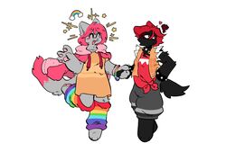  alternate_form alternative_fashion anthro anthrofied clothing domestic_cat dress duo felid feline felis female handpaw hi_res hindpaw hoodie leg_warmers legwear mammal meme nyan_cat nyan_cat_(copyright) pawpads paws punk ricecreamart smile tac_nayn tail toony topwear 