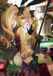  animal_ear_fluff animal_ears ass black_ribbon breasts card casino casino_card_table fate/grand_order fate_(series) female fox_ears fox_girl fox_tail glasses gun hair_ribbon holding holding_card holding_weapon joker_(playing_card) koyanskaya_(assassin)_(second_ascension)_(fate) koyanskaya_(fate) large_breasts leotard looking_at_viewer official_art pink_hair playing_card ribbon rifle sitting sniper_rifle solo table tail tamamo_(fate) thong_leotard tongue tongue_out twintails wada_arco weapon yellow_eyes 