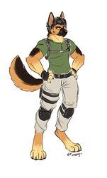  2023 absurd_res alternate_species anthro canid canine canis capcom chris_redfield domestic_dog fizzy-dog fur furrification hands_on_hips hi_res male mammal resident_evil simple_background solo tan_body tan_fur white_background 