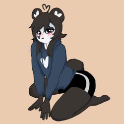  1:1 absurd_res anthro bear biped blush clothed clothing digital_drawing_(artwork) digital_media_(artwork) female fur giant_panda hair hi_res ken_ashcorp kenny_(kenashcorp) looking_at_viewer mammal mintyblue portrait shaded signature simple_background solo tail three-quarter_portrait white_body white_fur 