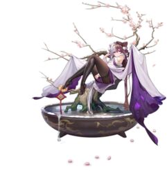  azur_lane bare_shoulders between_legs black_legwear blush branch chao_ho_(azur_lane) chao_ho_(plum_blossom&#039;s_illumination)_(azur_lane) cone_hair_bun detached_sleeves feet female flower fur-trimmed_sleeves fur_trim hair_between_eyes hair_bun hand_between_legs highres long_hair looking_at_viewer manjuu_(azur_lane) multicolored_hair official_alternate_costume official_art panties pantyhose purple_eyes red_hair sitting snow split-color_hair stepped_on transparent_background two-tone_hair underwear watermark wet wet_legwear yyy_(zelda10010) 