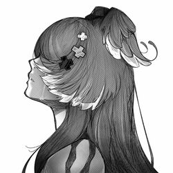  comic_panel_redraw covered_eyes crying derivative_work elira_pendora female from_side greyscale head_wings highres hyuni_(hyunicat) kaneki_profile_picture_(meme) long_hair looking_at_viewer meme monochrome nijisanji nijisanji_en solo tokyo_ghoul tokyo_ghoul:re virtual_youtuber wings 