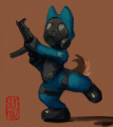  canid canine canis domestic_dog gas_mask gun mammal mask ranged_weapon solo special_air_service sunhuiz weapon 