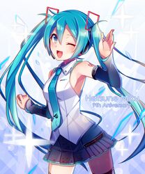  hatsune_miku headphones nou thighhighs vocaloid 