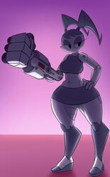  2019 android clothed clothing female hair hi_res humanoid jenny_wakeman machine my_life_as_a_teenage_robot nickelodeon not_furry robot robot_humanoid simple_background solo standing thick_thighs thingshappen wide_hips 