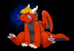  2016 animate_inanimate anthro black_background blonde_hair cubi darkoverord_occassus digital_media_(artwork) dragon hair hi_res hypnosis living_plushie male mind_control mythological_creature mythological_scalie mythology open_mouth orange_hair plushie scalie simple_background solo spiral_eyes tail 