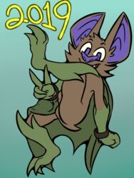  2019 3:4 anthro bat bottomless clothed clothing digital_drawing_(artwork) digital_media_(artwork) fake_wings fur kiwi_(knotsosfw) knotsosfw male mammal simple_background smile solo wings 