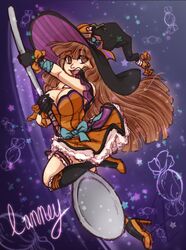  aliceland brown_hair cleavage gwain_saga halloween lanney spoon witch witch_hat 