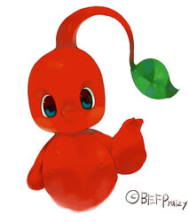  2014 ambiguous_gender blue_eyes bust_portrait colored elemental_creature elemental_humanoid flora_fauna humanoid koki nintendo nipples not_furry pikmin pikmin_(species) plant plant_humanoid portrait red_body red_pikmin shaded solo 