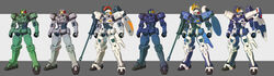  assault_visor clenched_hands green_eyes grey_background gundam gundam_wing highres kuramochi_kyouryuu leo_(mobile_suit) looking_ahead mecha no_humans photoshop_(medium) robot science_fiction shield standing tallgeese tallgeese_ii tallgeese_iii thrusters 