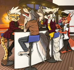  alcohol angel_eyes anthro bad_guy_cafe bar beverage blue_eyes boat brown_body brown_fur canid canine canis cheetah cruise_ship ear_piercing eyebrow_piercing facial_piercing felid feline female fox fur grey_body grey_fur group khriss_wolffe male mammal merchant_ship michael_thompson orange_body orange_fur passenger_ship piercing ship tan_body tan_fur vehicle watercraft wolf wolfgang_jaeger_(readerno31142) yellow_body yellow_eyes yellow_fur ziegelzeig ziegelzeig_zoona 