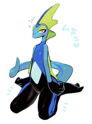  ambiguous_gender anthro bebebebebe blue_body blush generation_8_pokemon hi_res inteleon looking_at_viewer nintendo pokemon pokemon_(species) simple_background solo tail yellow_eyes 