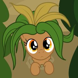  amber_eyes badumsquish dirt earth elemental_creature european_mythology fan_character female flora_fauna hasbro hi_res high-angle_view in_ground looking_at_viewer looking_up mandragora_(plant) monster my_little_pony mythological_creature mythological_mandrake mythology planet plant solo 