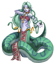  echidna_(mamono_girl_lover) echidna_(monster_girl) green_hair kenkou_cross kenkou_kurosu lamia mamono_girl_lover monster_girl monster_girl_encyclopedia pointy_ears snake yellow_eyes 